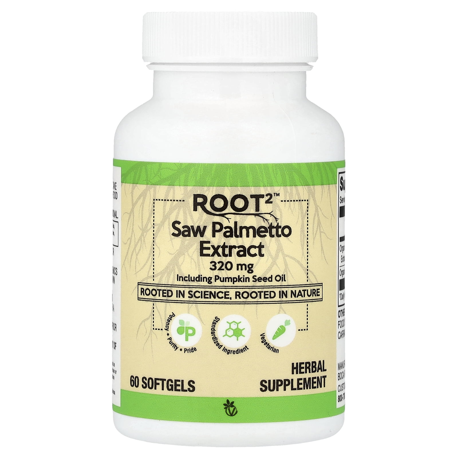 Vitacost Root2™, Saw Palmetto Extract Including Pumpkin Seed Oil, 60 Softgels