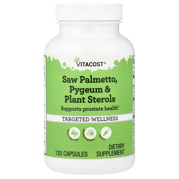 Vitacost Saw Palmetto, Pygeum & Plant Sterols, 120 Capsules