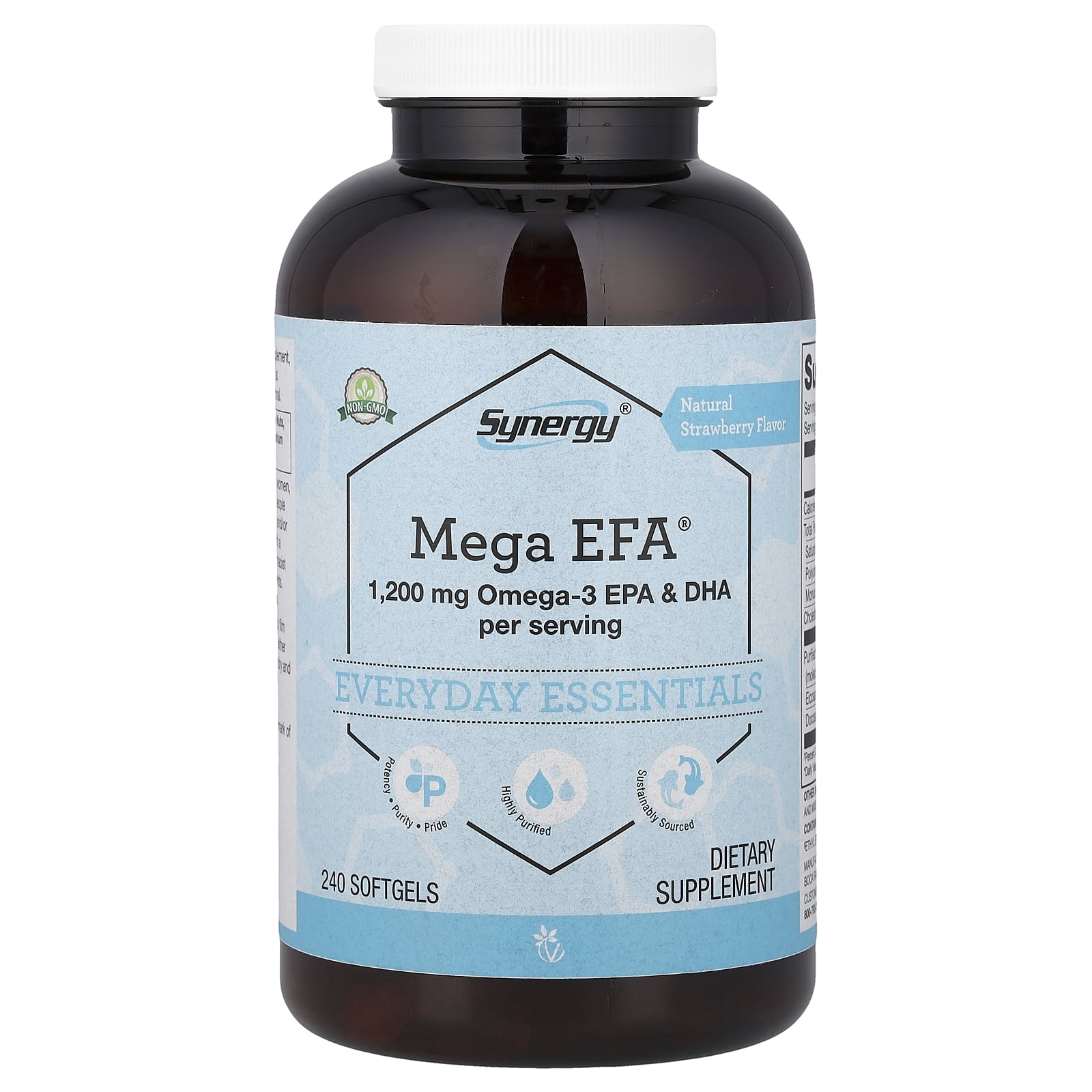 Vitacost Synergy Mega EFA® - 1200 mg Omega 3 EPA  DHA per serving Natural Strawberry -240 Softgels