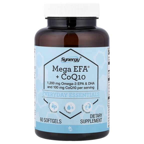 Vitacost Synergy, Mega EFA + CoQ10, 60 Softgels