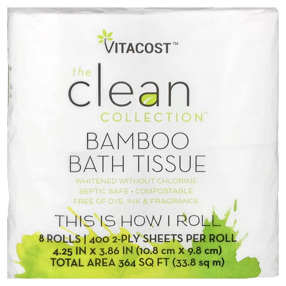 Vitacost The Clean Collection, Bamboo Bath Tissue, 8 Rolls
