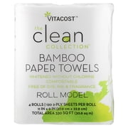 Vitacost The Clean Collection , Bamboo Paper Towels, Whitened, 4 Rolls