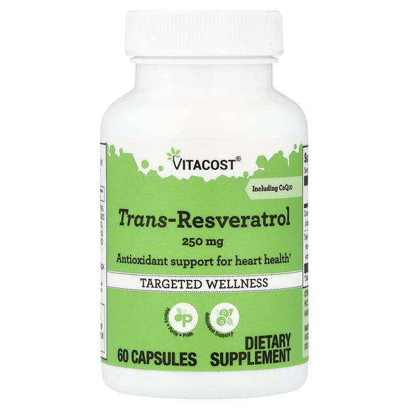 Vitacost Trans-Resveratrol Including CoQ10, 60 Capsules