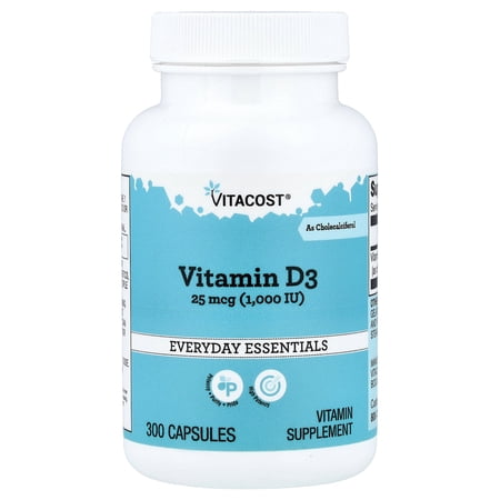Vitacost Vitamin D3, 25 mcg (1,000 IU), 300 Capsules