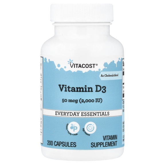 Vitacost Vitamin D3 as Cholecalciferol, 50 mcg (2,000 IU), 200 Capsules
