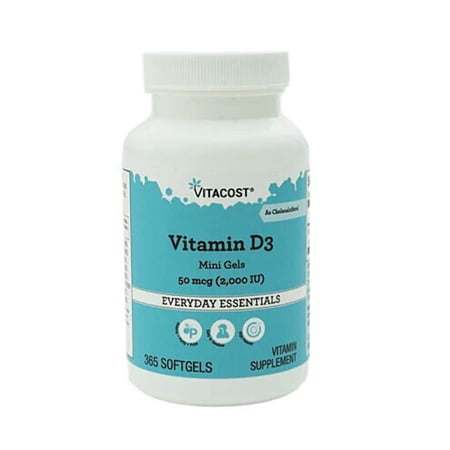Vitacost Vitamin D3 (as Cholecalciferol) -- 50 mcg (2000 IU) - 365 Softgels - Mini Gels