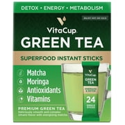 Vitacup Instant Green Tea Packets with Matcha & Moringa, 24 Count