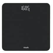 Vitafit Digital Bathroom Scale for Body Weight, Weighing Professional Since 2001, Clear LED Display and Step-On, 3*AAA Batteries Included, 400lb/180kg, Spray Silver Black
