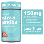 Vitafive 150mg Ashwagandha Gummies with Vitamin B12, Low Sugar, Physical and Mental Stress, 50 Count