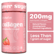 Vitafive 200mg - Collagen Vitamin Gummies, Low Sugar, Skin & Hair Support, Berry Flavored, 50 Count