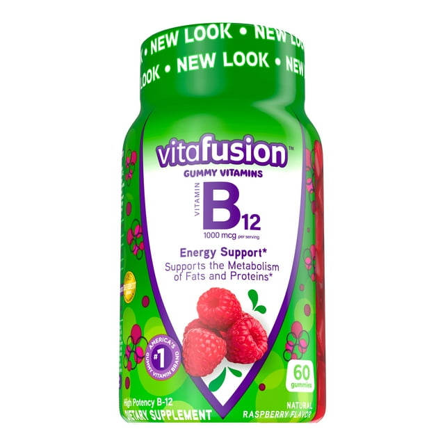 Vitafusion B12 Gummy Vitamins, Delicious Raspberry Flavor, 60 Count