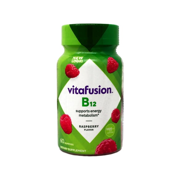 Vitafusion B12 Gummy Vitamins, Delicious Raspberry Flavor, 60ct (30 Day Supply)