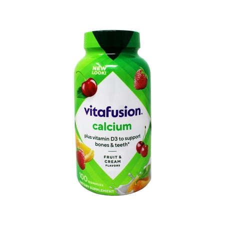 Vitafusion Chewable Calcium Gummy Vitamins, Fruit and Cream Flavored, 100 Count