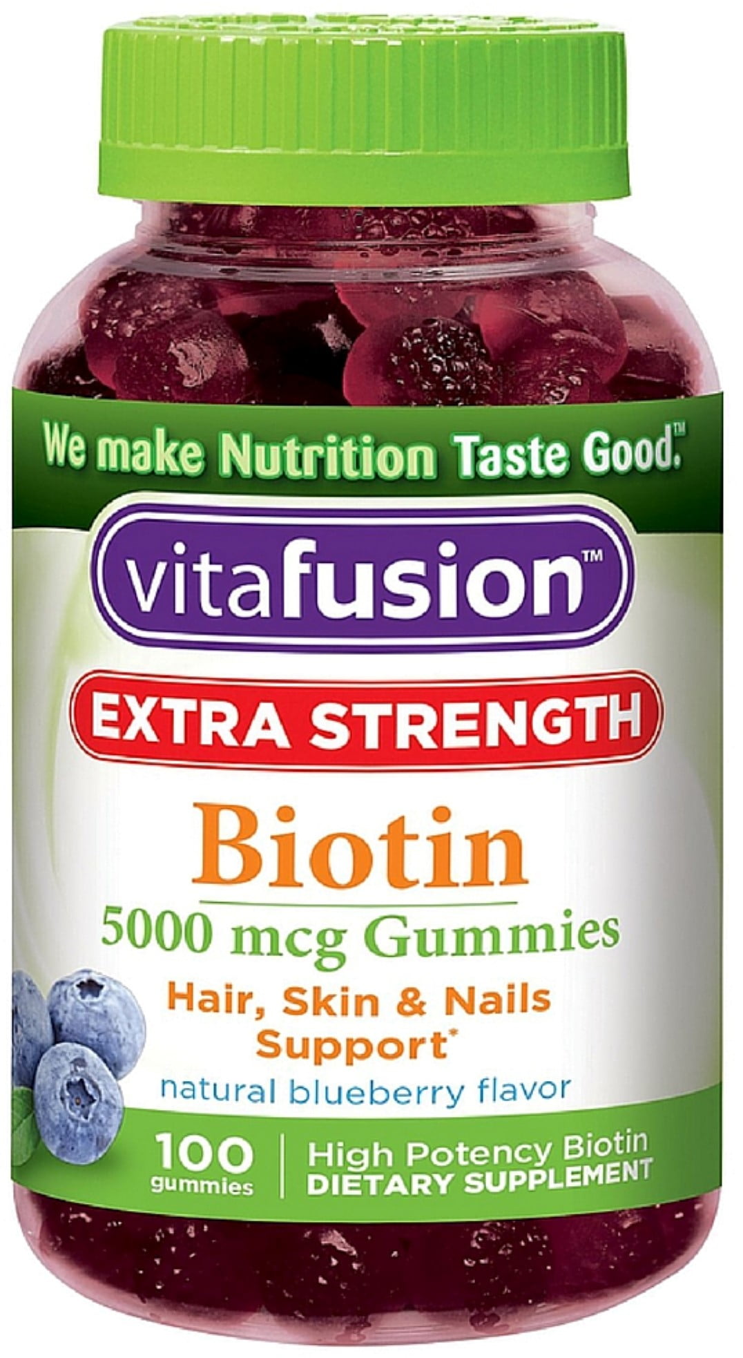 Vitafusion Extra Strength Biotin Gummies 5000 mcg, Blueberry 100