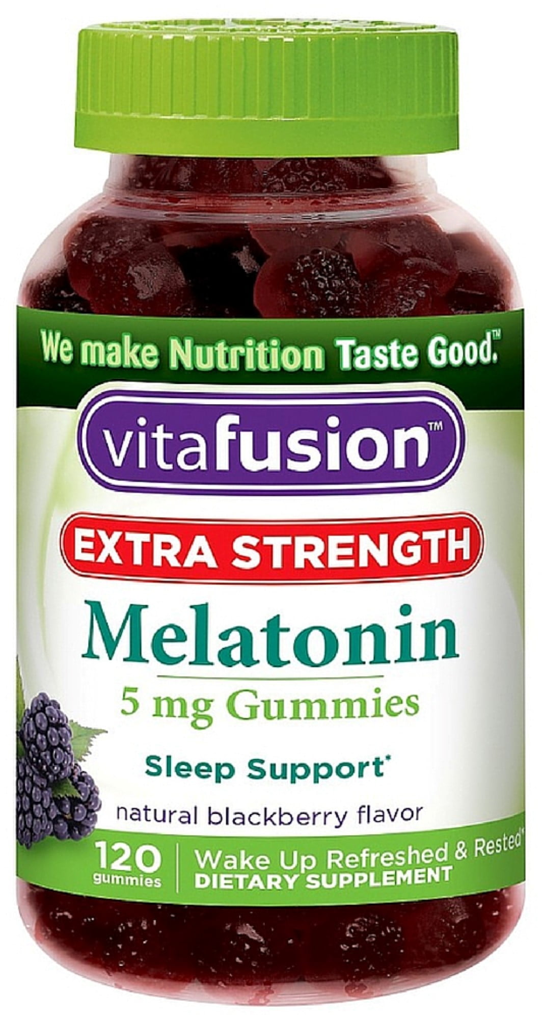 Vitafusion Extra Strength Melatonin Gummies, Blackberry 1 120 Each - (Pack of 4)