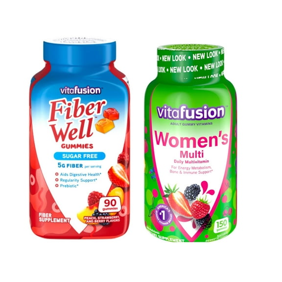 Vitafusion Fiber Well Sugar Free Fiber Supplement & Womens Multivitamin Gummies