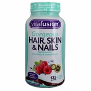 Vitafusion Gorgeous Hair, Skin & Nail Multivitamins Gummies, Natural Raspberry Flavor 135 ea Pack of 3