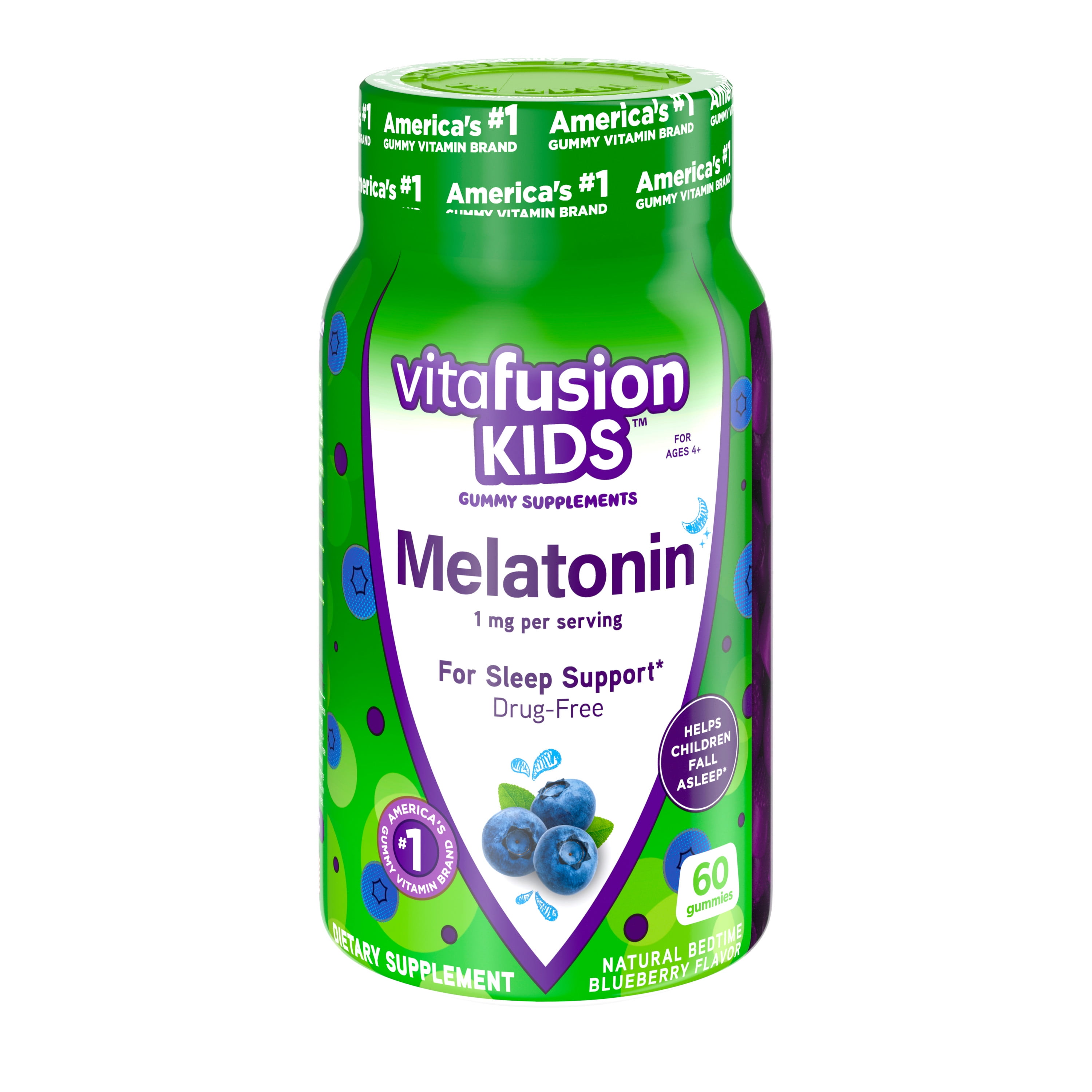Vitafusion Kids Melatonin Gummy Supplements, Blueberry Flavored Sleep