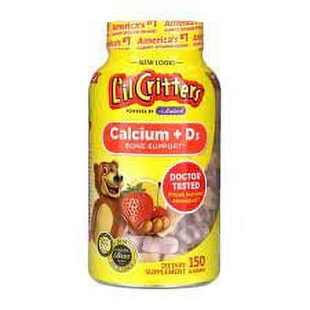 Vitafusion L'il Critters Calcium + Vitamin D3 Gummy Bears, Black Cherry/Orange/Strawberry, 150 Ct