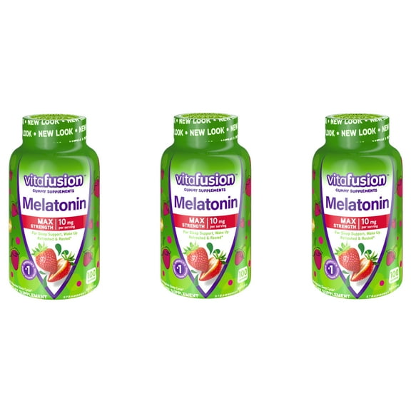 Vitafusion Max Strength Melatonin, Strawberry, 10 mg, 100 Ct (3 pack)