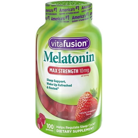 Vitafusion Melatonin Max Strength Sleep Support Gummies Strawberry Flavor 10mg 100 Gummies