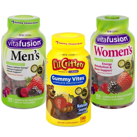 Vitafusion Men + Women + L'il Critters Kids Gummies (150ct + 150ct + 190ct)