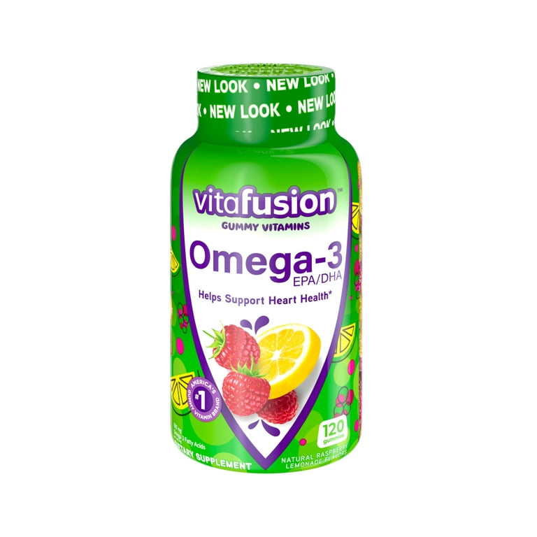 vitafusion Omega-3 Gummies, 120 Count, Lemonade Flavor, EPA and