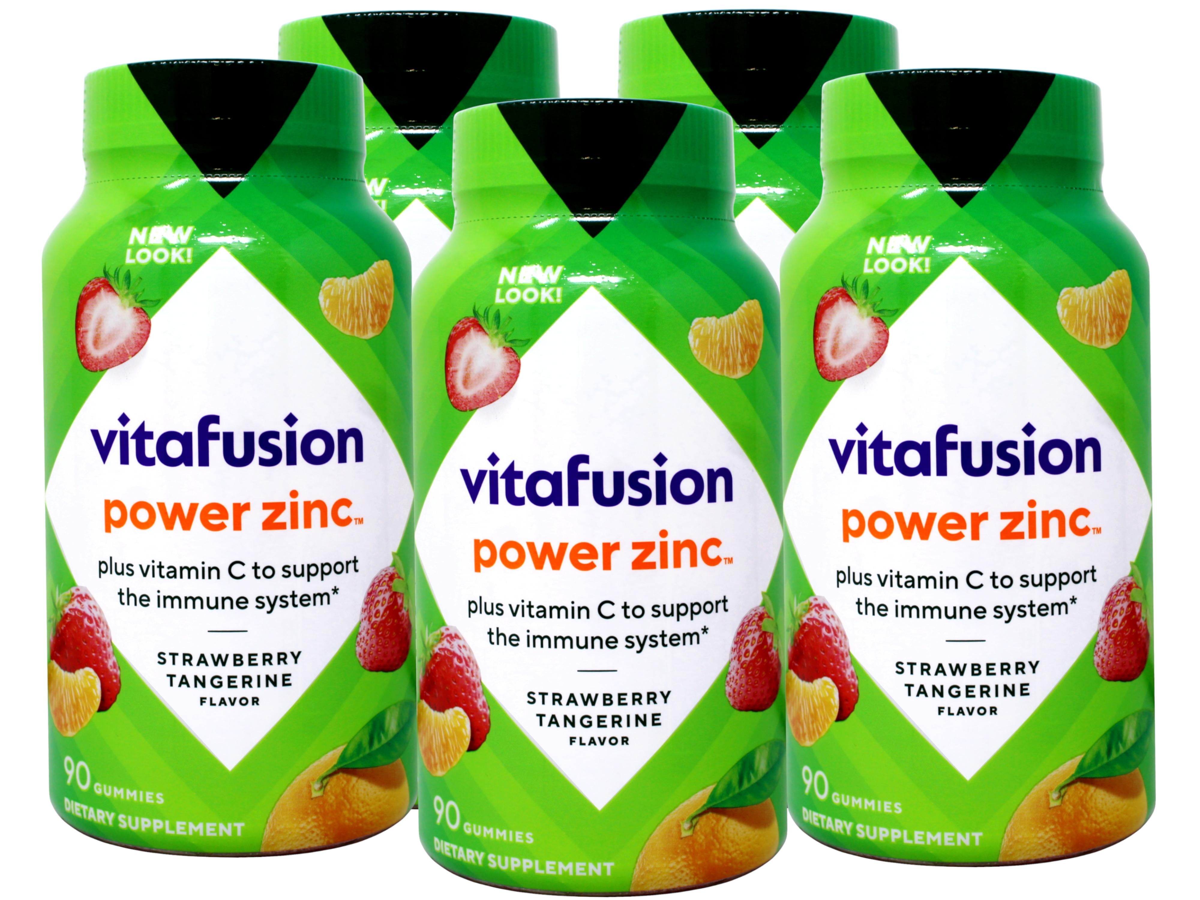 Vitafusion Power Zinc Gummy Vitamins, Strawberry Tangerine Flavored Immune Support, 90 Count (5 Pack)