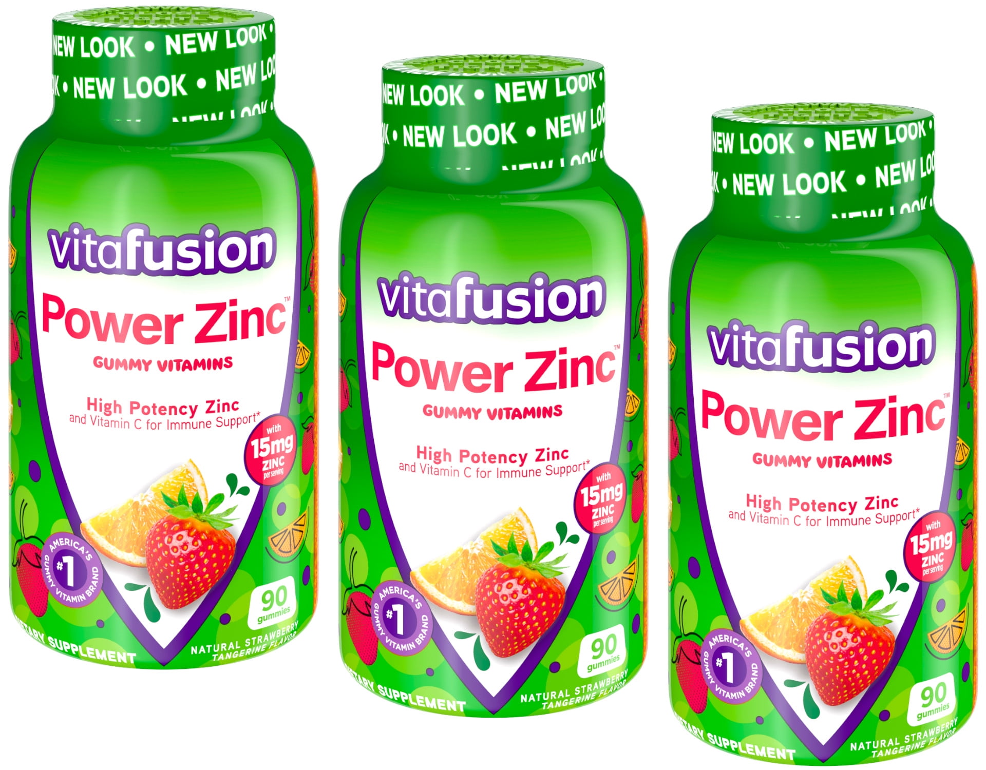 Vitafusion Power Zinc Gummy Vitamins Strawberry Tangerine Flavor, 90ct