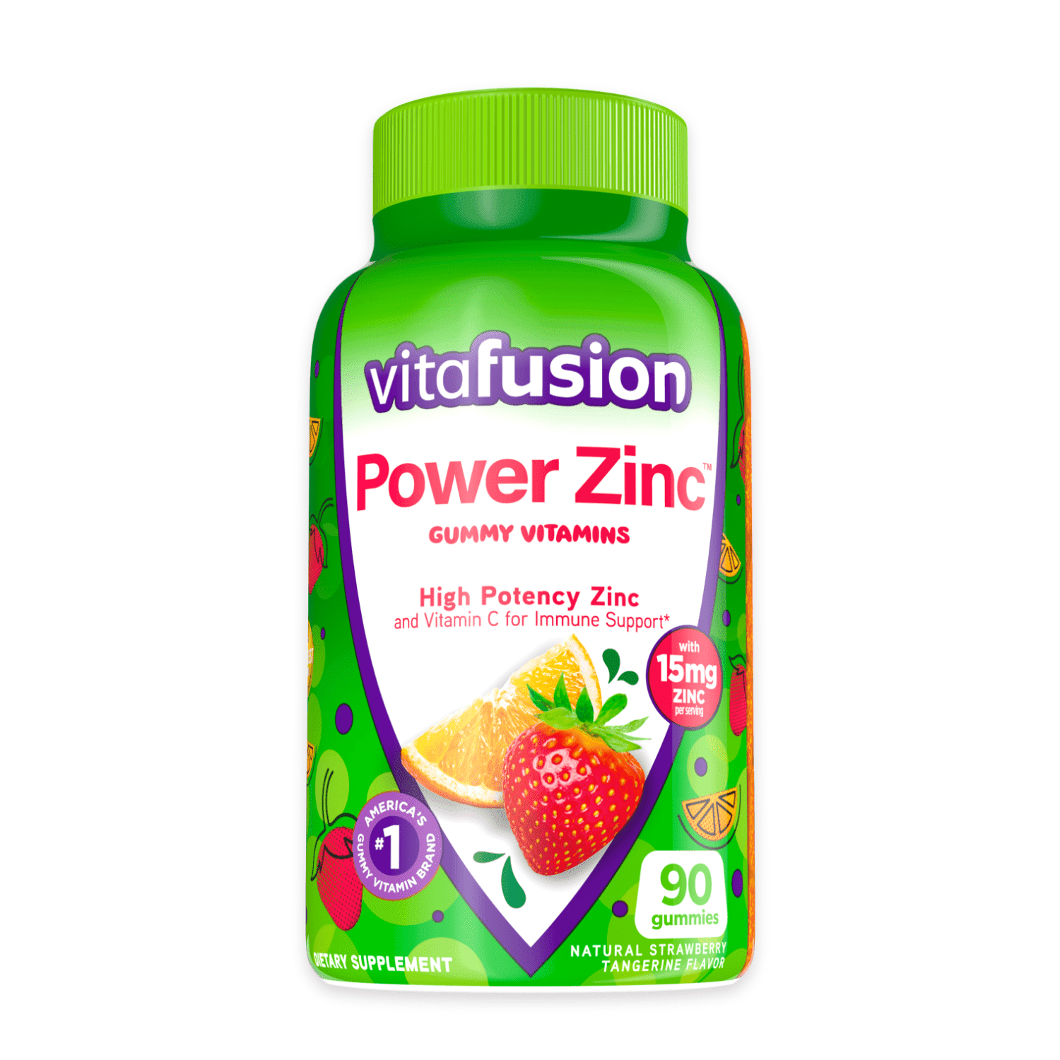 Vitafusion Power Zinc Gummy Vitamins; Strawberry Tangerine Flavored; 90