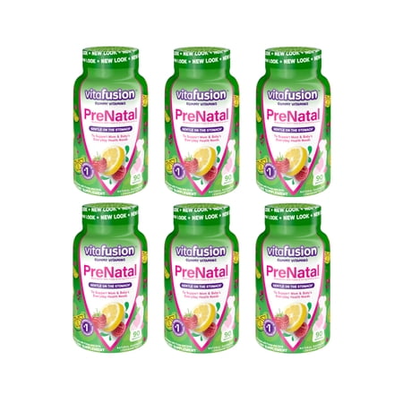 Vitafusion PreNatal Dietary Supplement, Lemon & Raspberry Lemonade Flavors 90 ea (Pack of 6)