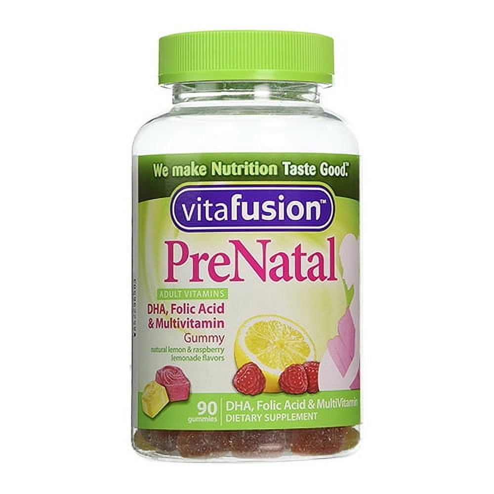 Vitafusion Prenatal Dha And Folic Acid Gummy Vitamins, Berry Leamon and Cherry - 90 Ea