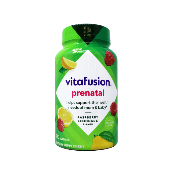 Vitafusion Prenatal Dha And Folic Acid Gummy Vitamins, Berry Leamon and Cherry - 90 Ea