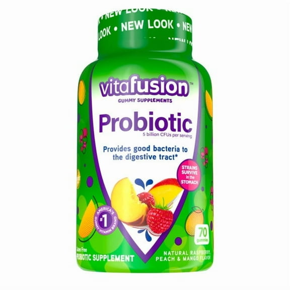 Vitafusion Probiotic Gummies, Raspberry, Peach, & Mango, 70 ea (Pack of 4)