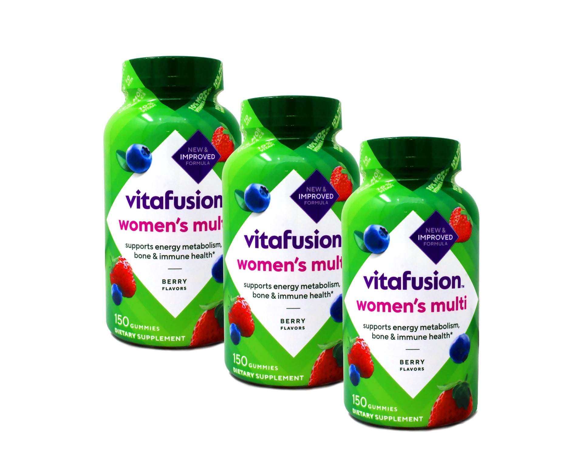 Vitafusion Multivitamin Gummies, Daily Vitamins for Women, Berry Flavored, 150 Count,- 3 Pack