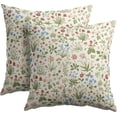 thumbnail image 1 of Vitage Floral Pillow Covers 20x20 Set of 2 Spring Green Red Cream Pattern Rustic Decorative Outdoor Farmhouse Zipper Flower Linen Pillowcases Decorations Throw Cushion Cover Decor for Couch Sofa Bed, 1 of 4