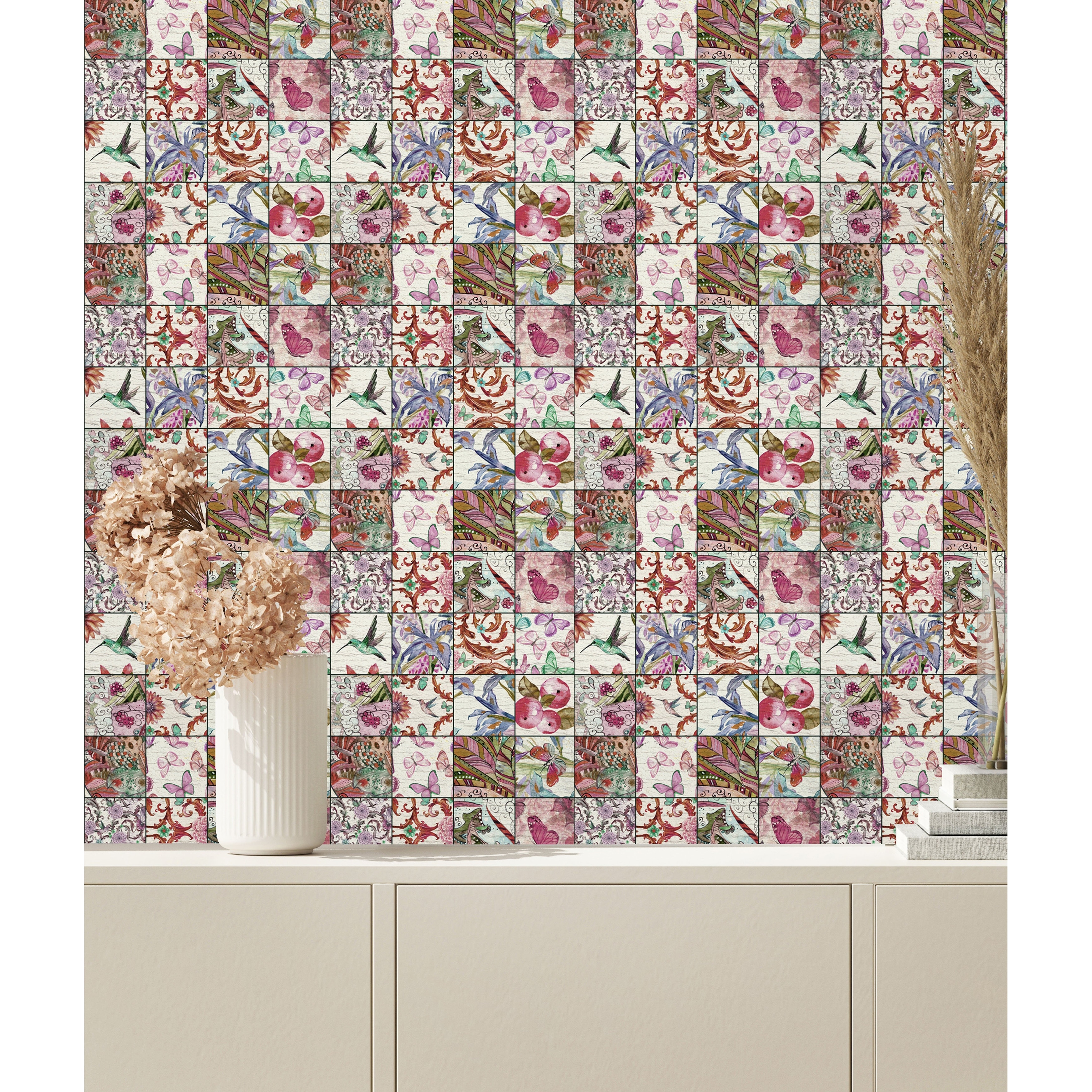Vitage Tiles Pattern Peel and Stick Wallpaper 25"W x 125"H - Walmart.com