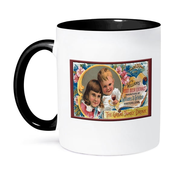 Vitage Williams Root Beer Extract Label, 11oz Two-Tone Black Mug