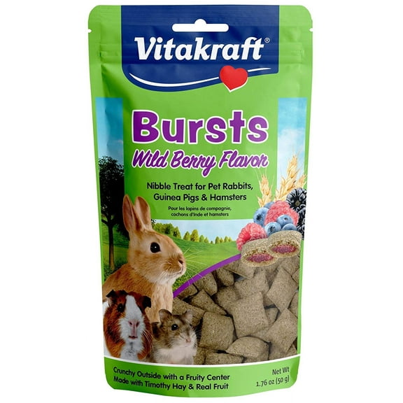 Vitakraft Bursts Treat for Rabbits, Guinea Pigs and Hamsters Wild Berry Flavor