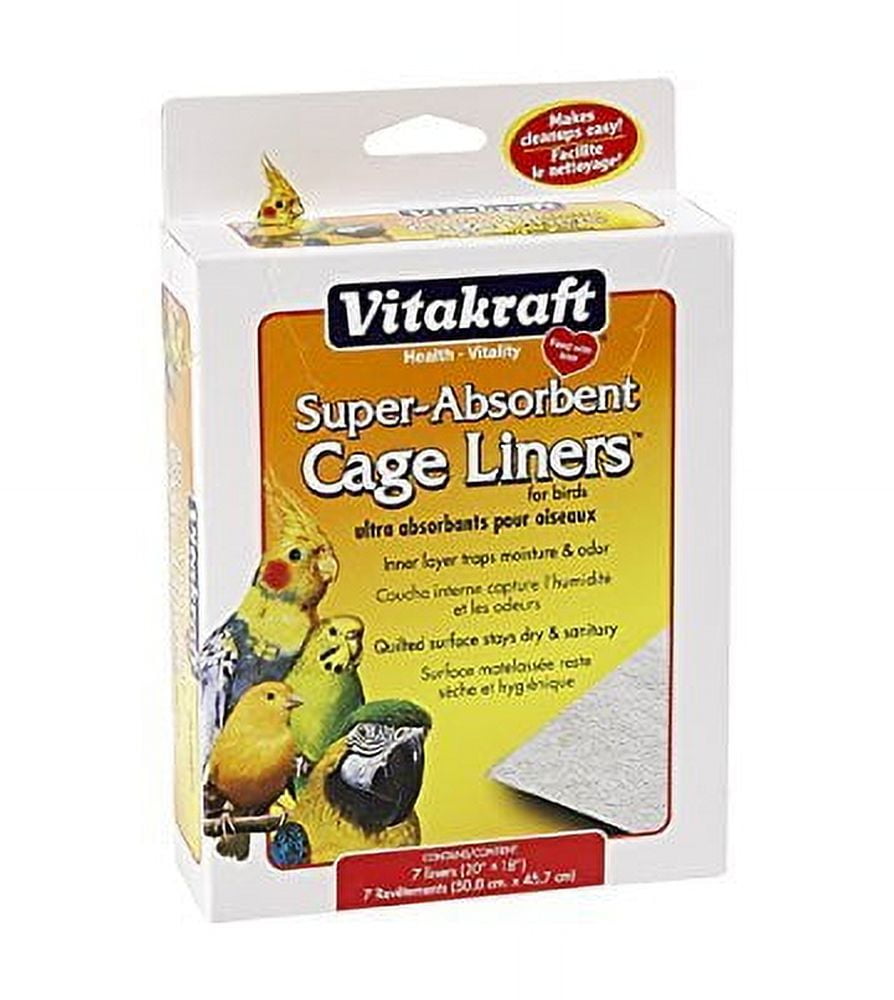 Vitakraft Cage Liners for Birds - For Parrot, Parakeet, Conure, and Cockatiel Cages, 7 Liners