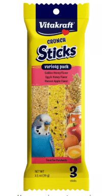 Vitakraft Crunch Sticks Honey, Egg & Fruit Parakeet Treat, 3 Count