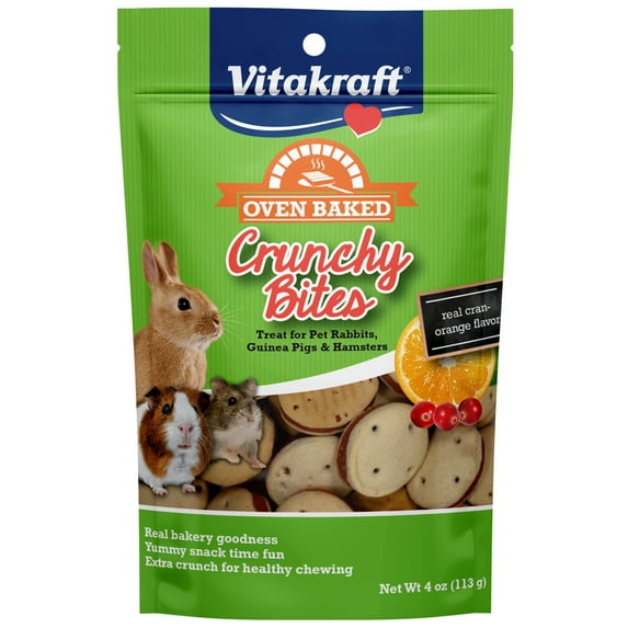 Vitakraft Crunchy Bites Oven Baked Treats 4 oz- Cranberry Orange Flavor- for all Small Animals