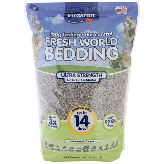 Vitakraft Fresh World Small Animal Bedding FST1&nbsp;- Ultra Strength - Pet Bedding for Litter Boxes and Cages (16 L),Gray, 975 cu in