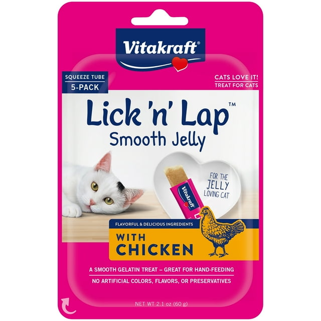Vitakraft Lick 'n' Lap Smooth Jelly Cat Treat - Chicken Flavor, 5 Pack
