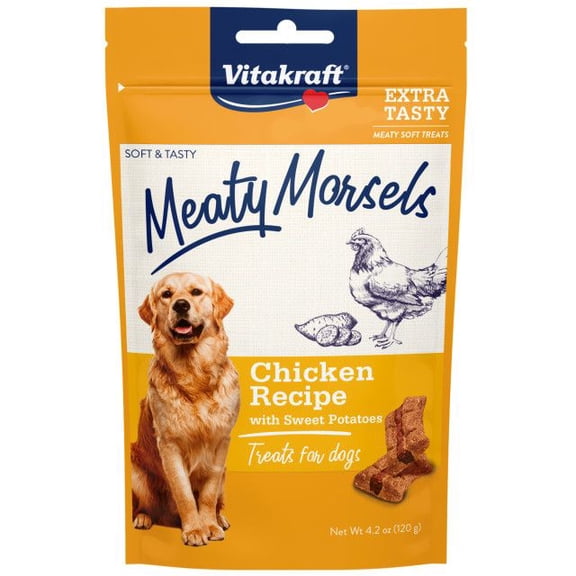 Vitakraft Meaty Morsels Mini Chicken Recipe with Sweet Potato Dog Treat [Dog, Treats Packaged] 4.2 oz