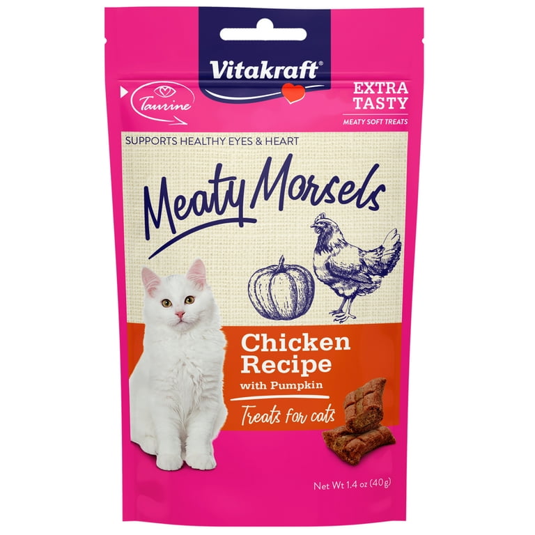 Vitakraft Meaty Morsels, Soft Cat Treats, Chicken with Pumpkin, 4 Count  Multi-Pack