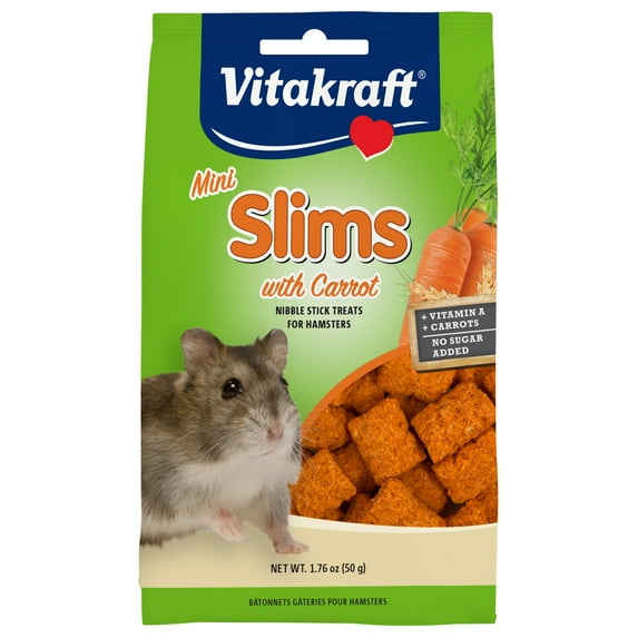 Vitakraft Mini Slims with Carrot Hamster & Small Animal Nibble Stick Treat, 1.76 oz