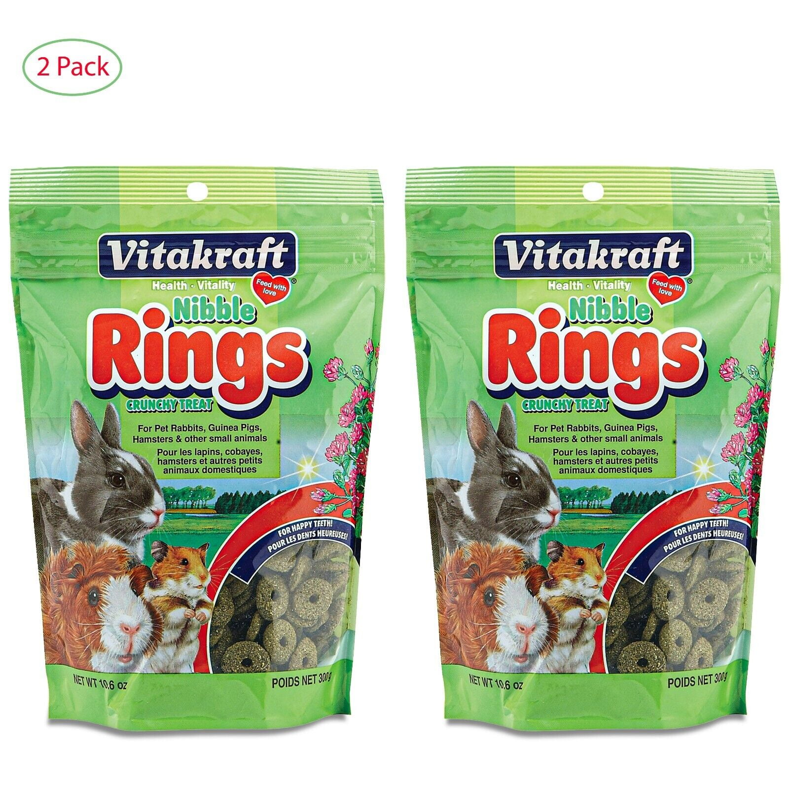 Vitakraft Nibble Rings Crunchy Treat for Small Animals 10.6 oz (2 Pack