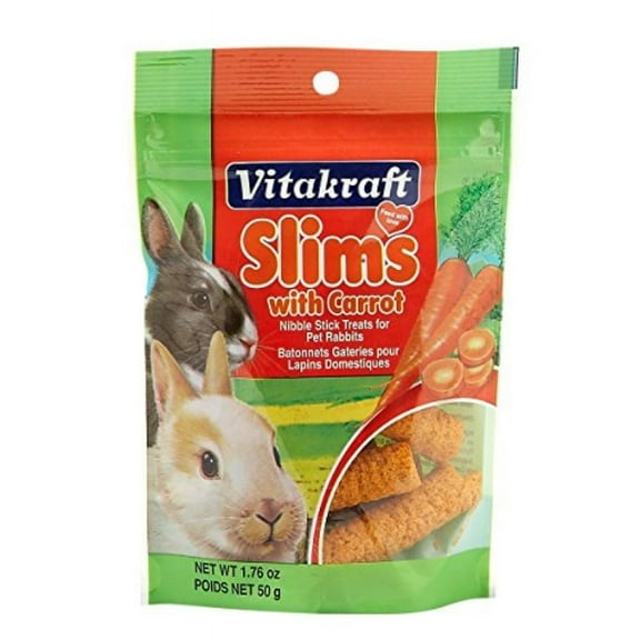 Vitakraft Pet Rabbit Slims with Carrot - Nibble Stick Treat, 1.76 Ounce Pouch