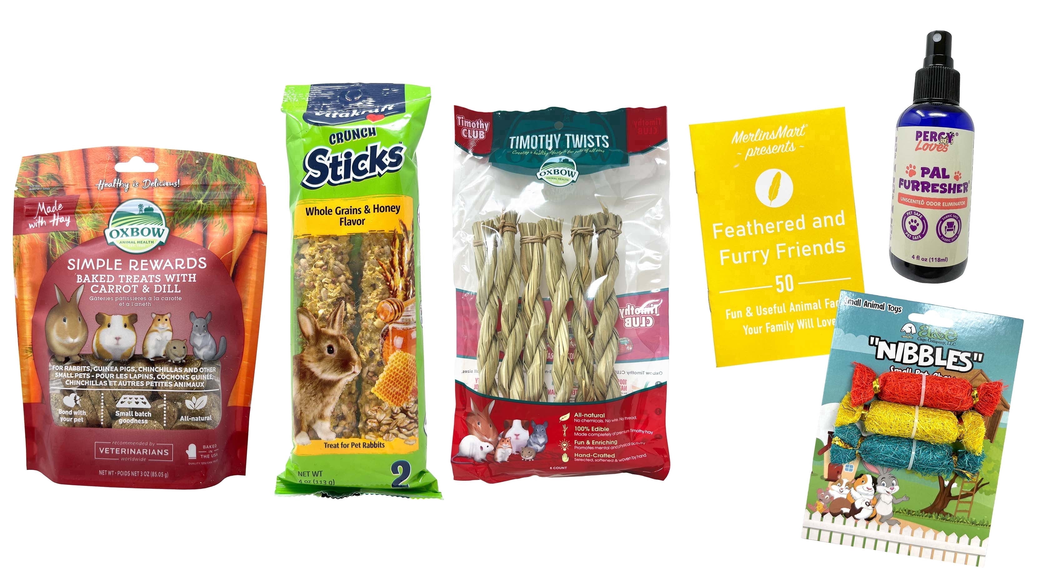 Vitakraft Rabbit Crunch Sticks - Whole Grain & Honey Flavored | MerlinsMart Zine - Percy Loves Pal Furresher - Chew Toy - Oxbow Simple Rewards